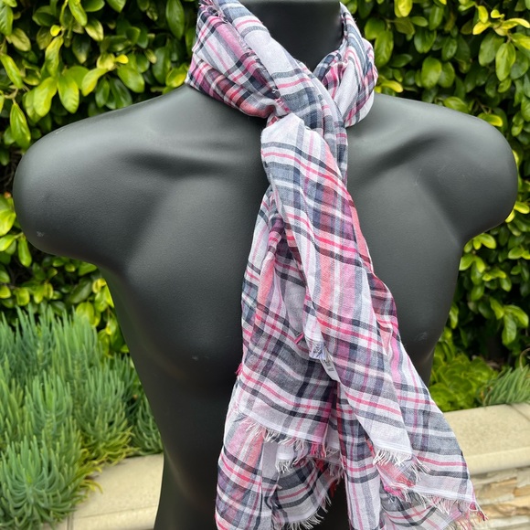 Plaid Lightweight Distressed Scarf - Picture 5 of 5